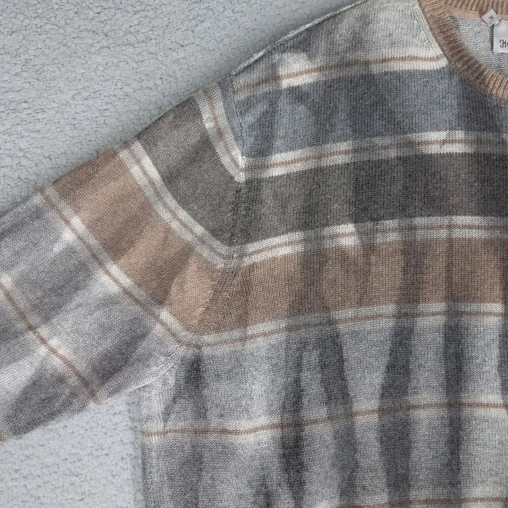 Hickey Freeman Sweater Adult XL Pullover Brown Striped Cotton Cashmere Blend Men